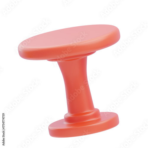 Coral Orange Round Top Table With Single Pedestal Base Isolated On Transparent Background Minimalist Furniture Design