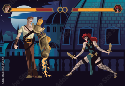 2d steampunk fighting game in old london rooftops