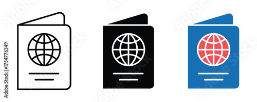 passport icon set. travel visa symbol. vector illustration