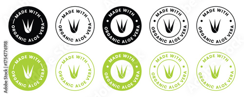 Vector art of made with organic aloe vera stamp