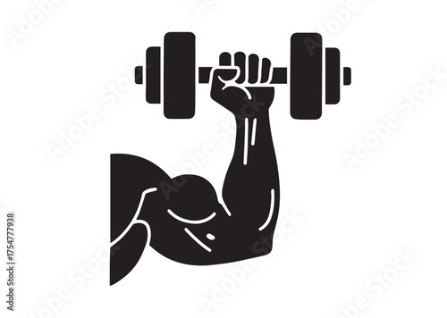Muscle hand with weights icon, Muscle hand with weights solid vector