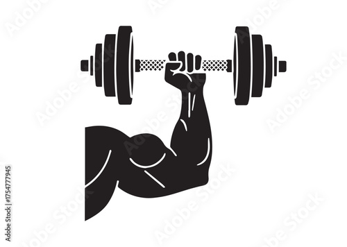 Muscle hand with weights icon, Muscle hand with weights solid vector