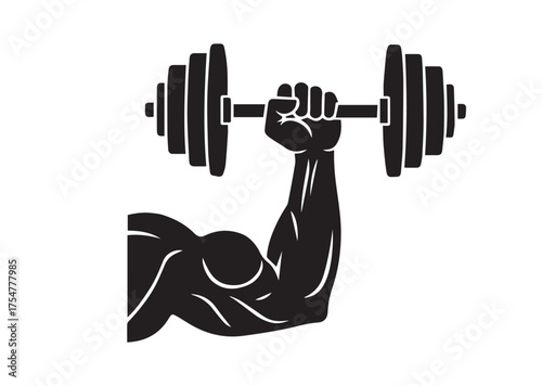 Muscle hand with weights icon, Muscle hand with weights solid vector