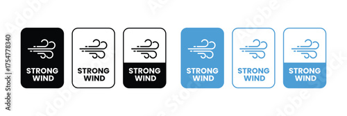 strong wind warning sign, vector set. Warning sign. weather symbol. 