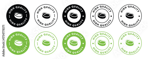 High quality beef meat icon set. High quality beef meat circle logo, badge, sticker, symbol, emblem, stamp. vector illustration