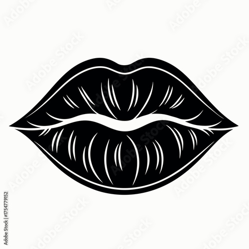 Kiss Day black color design, solid white background (2).eps