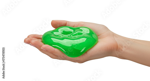 A hand holding a vibrant green slime, a popular sensory toy that offers tactile stimulation and playful fun for all ages