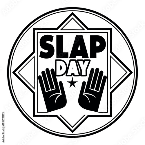 Slap Day black color design, solid white background (1).eps