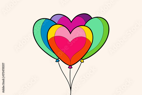 Vibrant Heart-Shaped Balloons Illustration for Celebrations