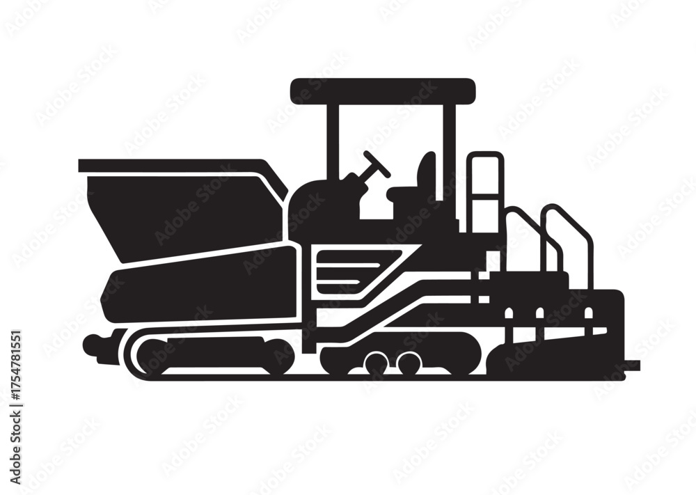 Naklejka premium Road paver truck icon, Road paver truck solid vector