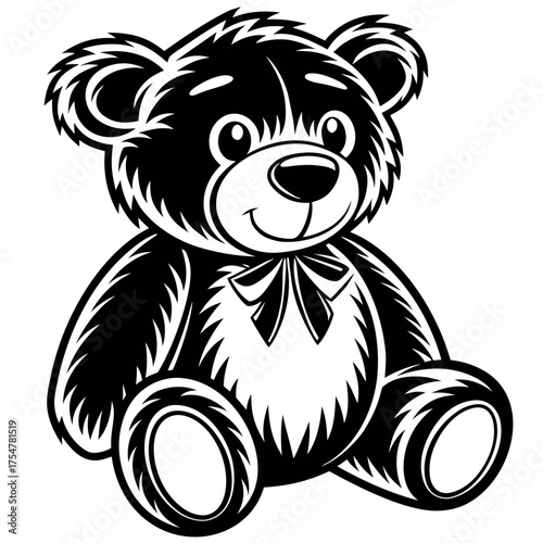 Teddy Day black color design, solid white background (10).eps