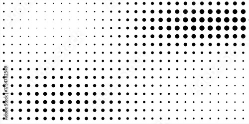 Halftone dotted background. Pop art style. Pattern with small circles, dots, design element for web banners, posters, cards, wallpapers, backdrops, sites. Black and white color. Vector illustration