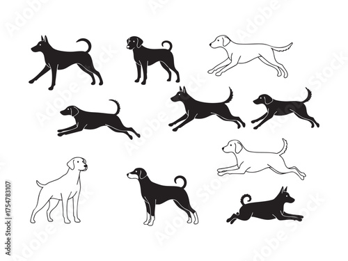  dogs icon set vector