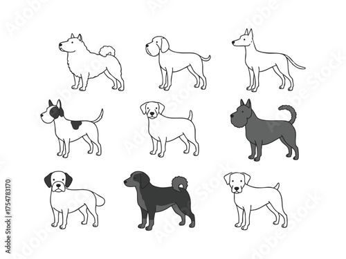  dogs icon set vector