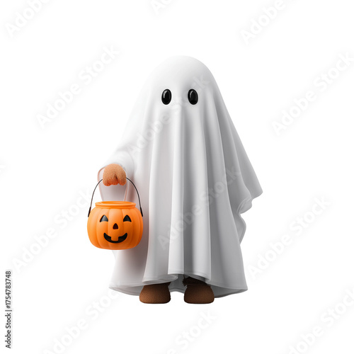 Halloween ghost costume trick or treat pumpkin bucket spooky season cute ghost halloween decoration idea