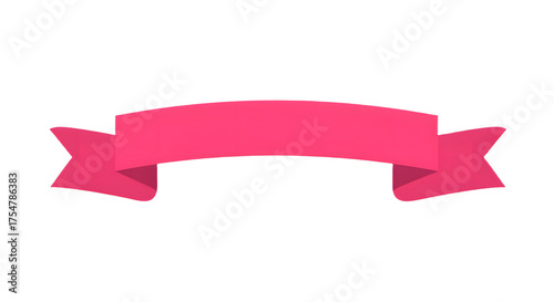 Ribbon banner, curve badge, label, title box, clip art, png isolated on transparent background. A pink banner with folded ends, centered on a white background.