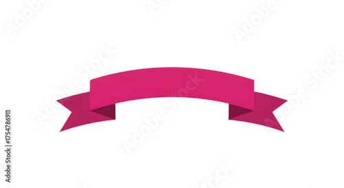 Ribbon banner, curve badge, label, title box, clip art, png isolated on transparent background. A stylized magenta banner with curved top and pointed ends, isolated on white.