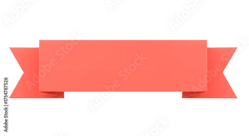 Free Download Ribbon banner, curve badge, label, title box, clip art, png isolated on transparent background. A coral-colored banner or ribbon with folded ends, isolated on a white background. - GFXLoad