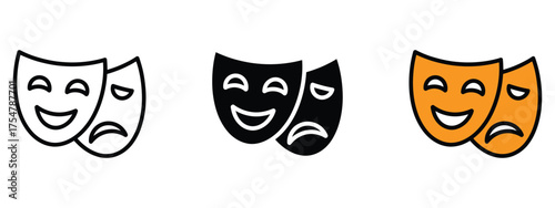 Tragedy Comedy mask icon vector. depth and emotion symbol. vector illustration.
