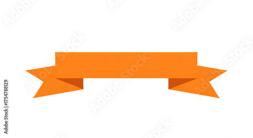 Ribbon banner, curve badge, label, title box, clip art, png isolated on transparent background. An orange banner with a ribbon design, isolated on a white background, for graphic design purposes.