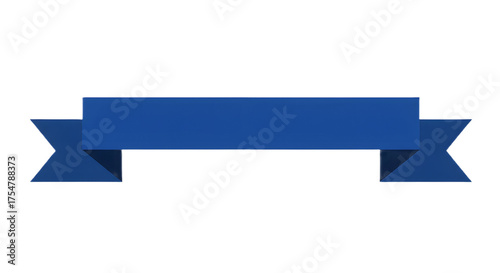 Ribbon banner, curve badge, label, title box, clip art, png isolated on transparent background. A simple, blue banner design, perfect for text or graphic placement.