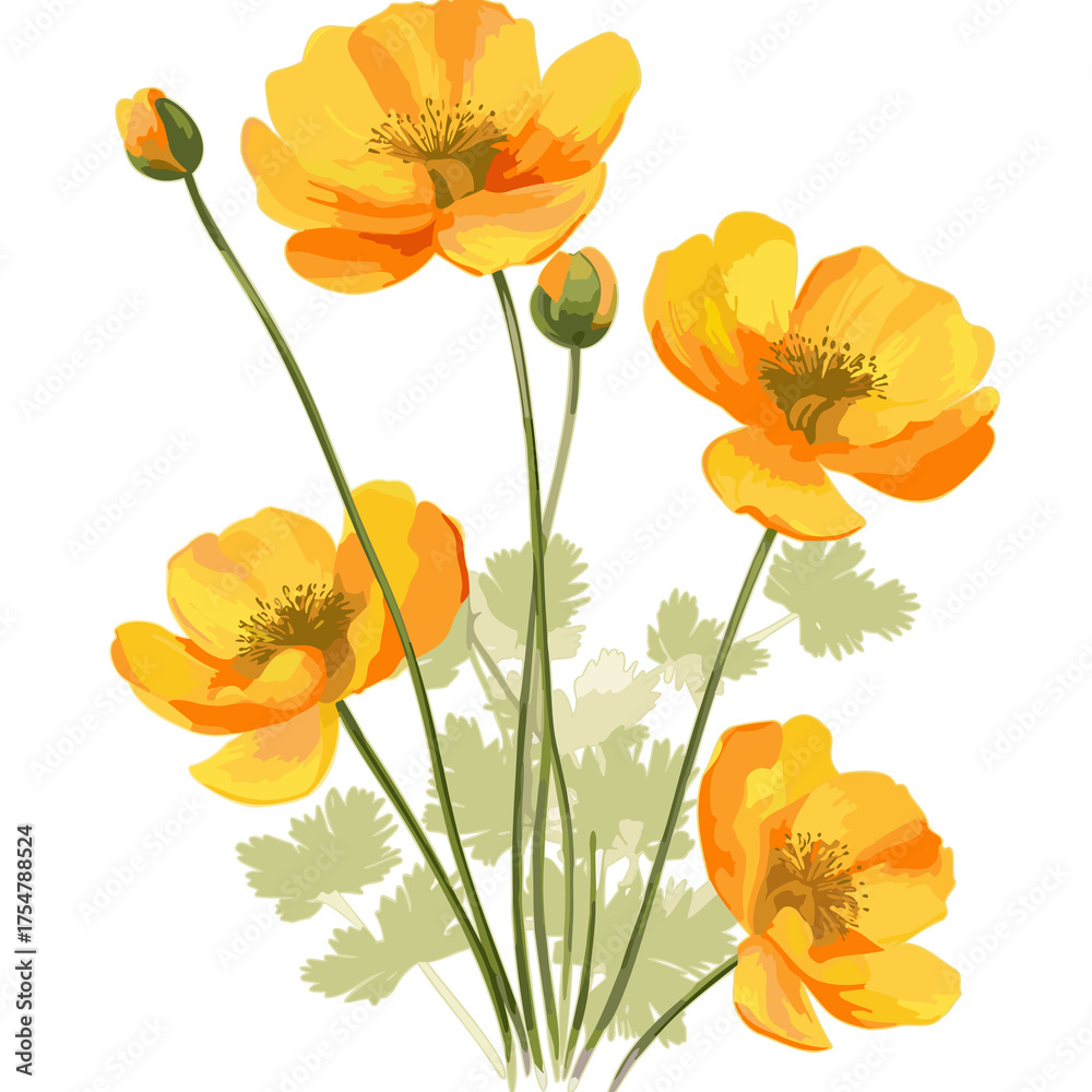 Obraz premium set of yellow flowers paint
