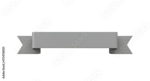 Wallpaper Mural Ribbon banner, curve badge, label, title box, clip art, png isolated on transparent background. A gray, horizontal ribbon banner with angled ends, centered on a white background. Torontodigital.ca