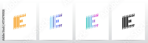 Vertical Lines Stripes Rises Parallel Initial Letter Logo Design E