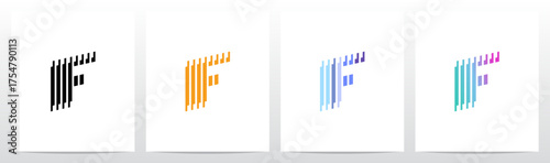 Vertical Lines Stripes Rises Parallel Initial Letter Logo Design F