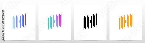 Vertical Lines Stripes Rises Parallel Initial Letter Logo Design H