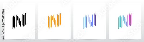 Vertical Lines Stripes Rises Parallel Initial Letter Logo Design N