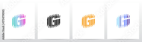 Vertical Lines Stripes Rises Parallel Initial Letter Logo Design G