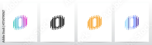 Vertical Lines Stripes Rises Parallel Initial Letter Logo Design O