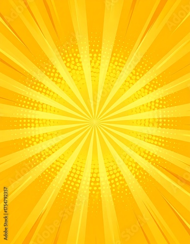 Vibrant yellow radial comic book background
