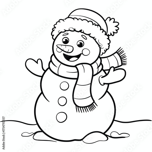 Joyful snowman festive winter holiday greeting vector illustration scalable eps icon for seasonal projects silhouette vector illustration white background