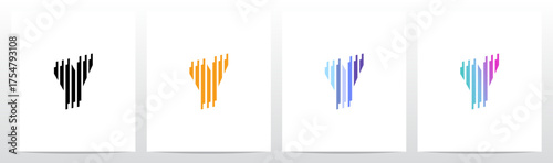 Vertical Lines Stripes Rises Parallel Initial Letter Logo Design Y