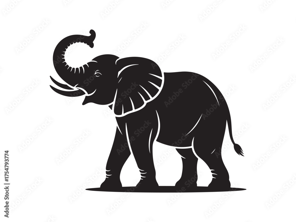 Obraz premium Walking Elephant Silhouette, Wildlife Animal Vector Graphic Image