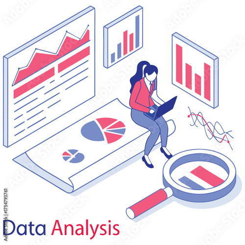 Digital Marketing Dashboard and Reporting Flat Design Illustration