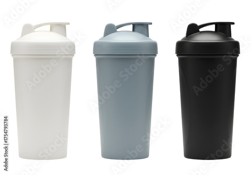 Wallpaper Mural Three different colored shaker bottles for fitness and nutrition Torontodigital.ca