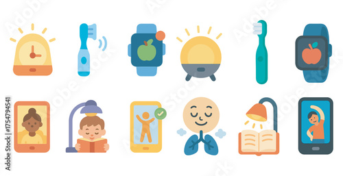 Health and wellness icons set – flat, filled, fitness and well-being graphics
