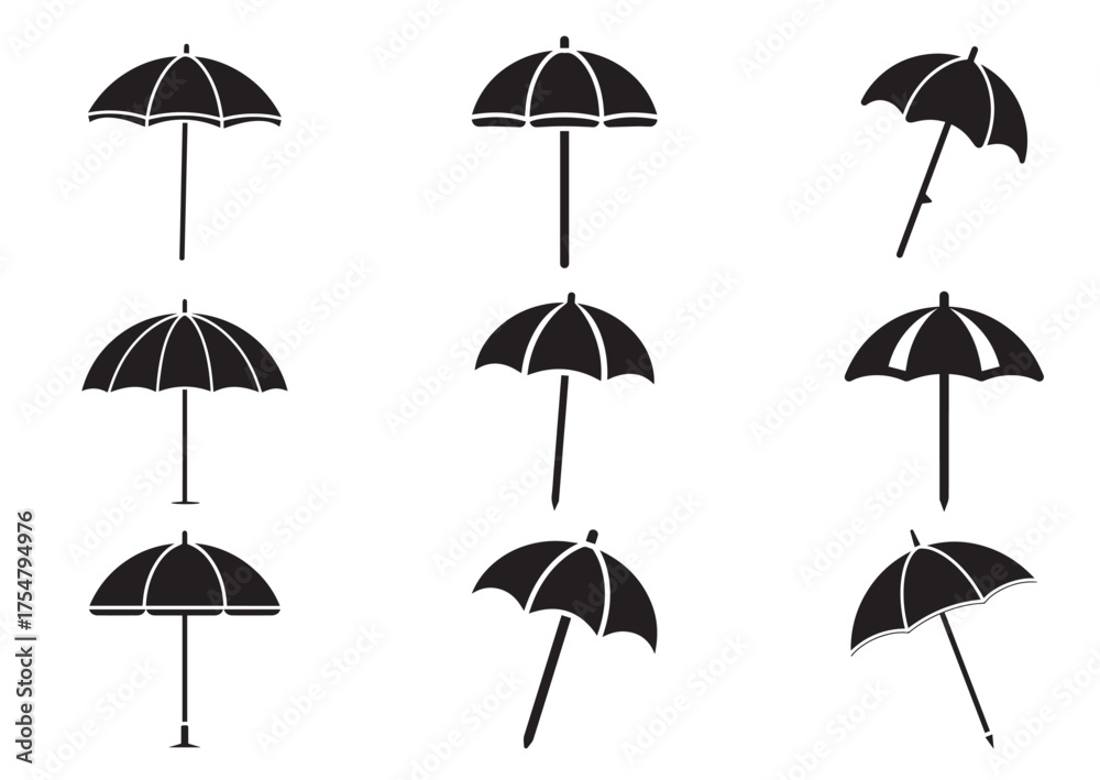 Obraz premium Beach umbrella icon, Beach umbrella solid vector