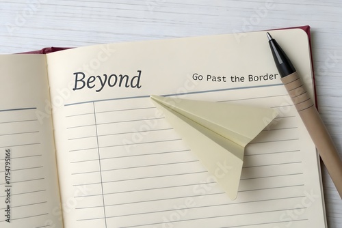 Paper Airplane Pointing Off the Page to Inspire New Ideas