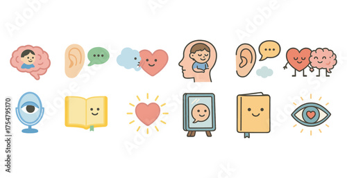 Communication flat icons set – talk, conversation, interaction symbols