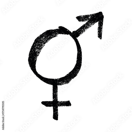 Hand drawn bigender female and male gender identity sign Symbol used to represent sex and gender