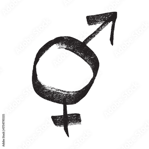 Hand drawn bigender female and male gender identity sign Symbol used to represent sex and gender