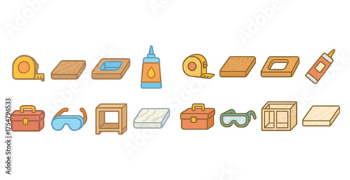 Construction tools icons set – linear, outline, building and repair tools