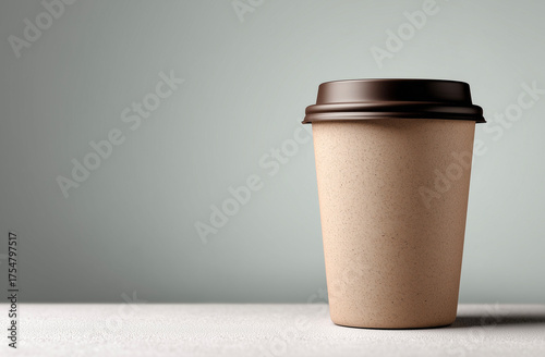 Coffee paper cup on grey background. 3d rendering.