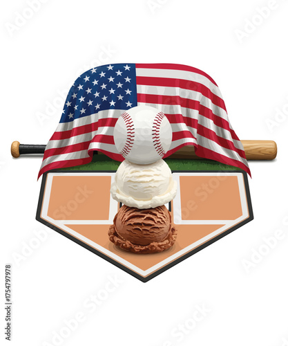 Patriotic Baseball Treat Featuring Ice Cream and the American Flag A Sweet Celebration of America's Pastime