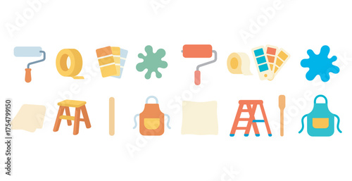 Home renovation flat icons set – illustrations, diy tools, repair graphics