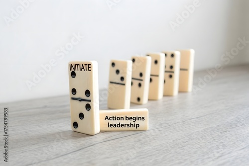 Dominoes with Initiate Action showing leadership in a neutral setup
